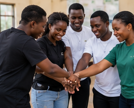 Volunteers working together during a community initiative